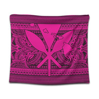 Hawaiian Kanaka Polynesian Tribal Tapestry Reggae Color Pink AH Wall Tapestry Black - Polynesian Pride