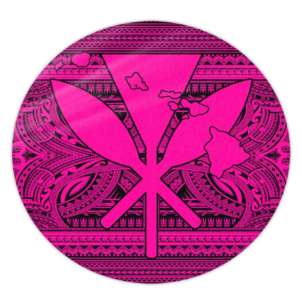 Hawaiian Kanaka Polynesian Tribal Round Carpet Reggae Color Pink AH Round Carpet Luxurious Plush - Polynesian Pride