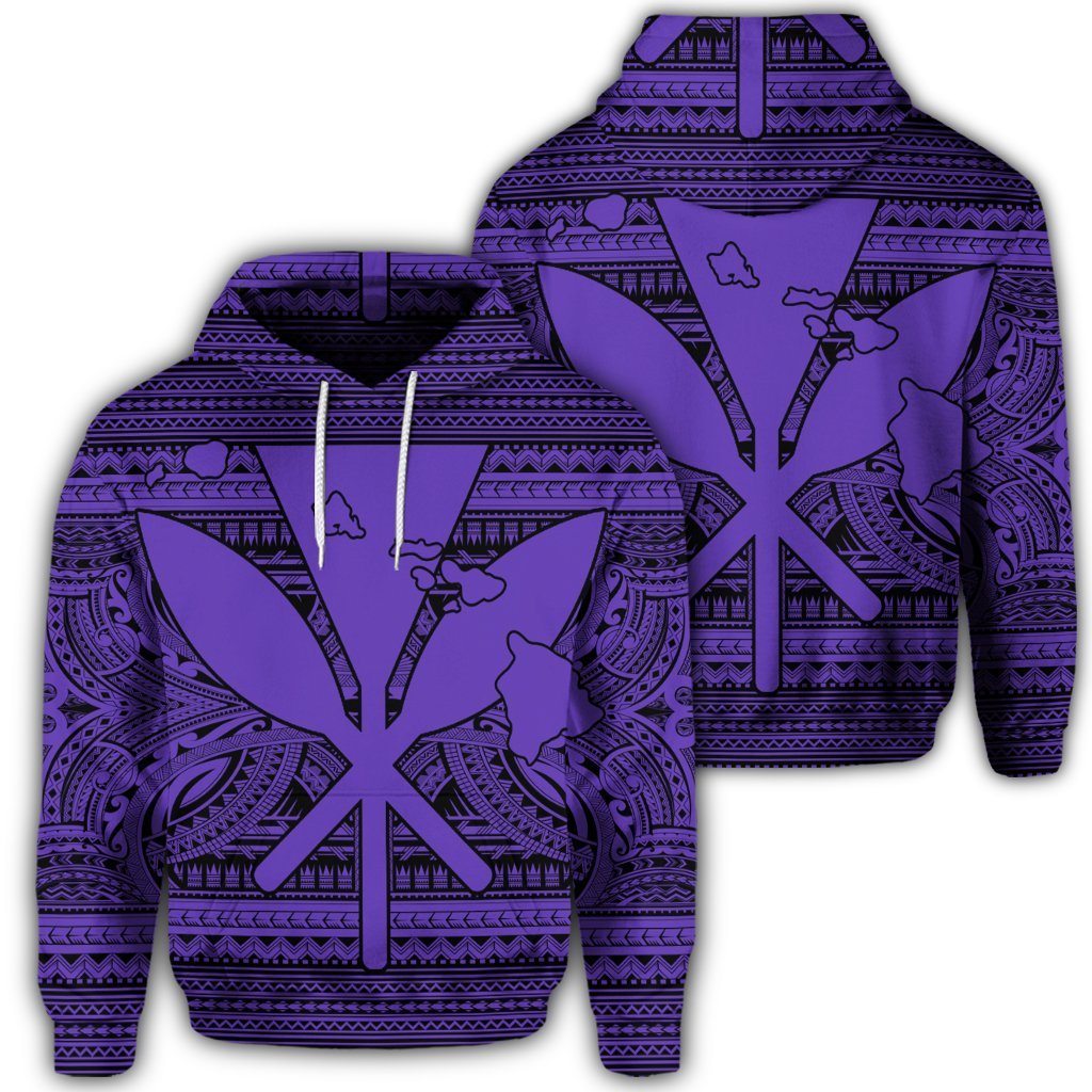 Hawaiian Kanaka Polynesian Hoodie Tribal Reggae Color Purple Unisex Art - Polynesian Pride