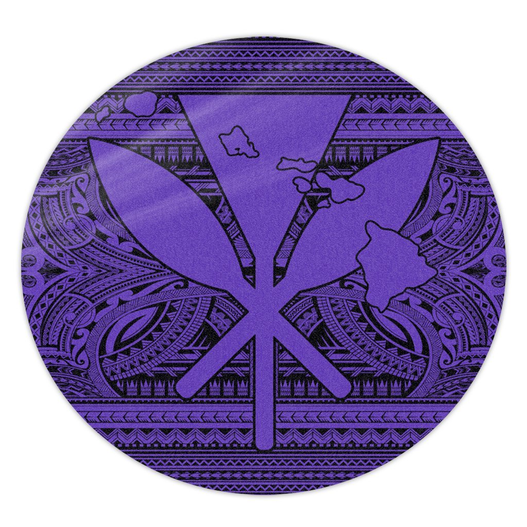 Hawaiian Kanaka Polynesian Tribal Round Carpet Reggae Color Purple AH Round Carpet Luxurious Plush - Polynesian Pride