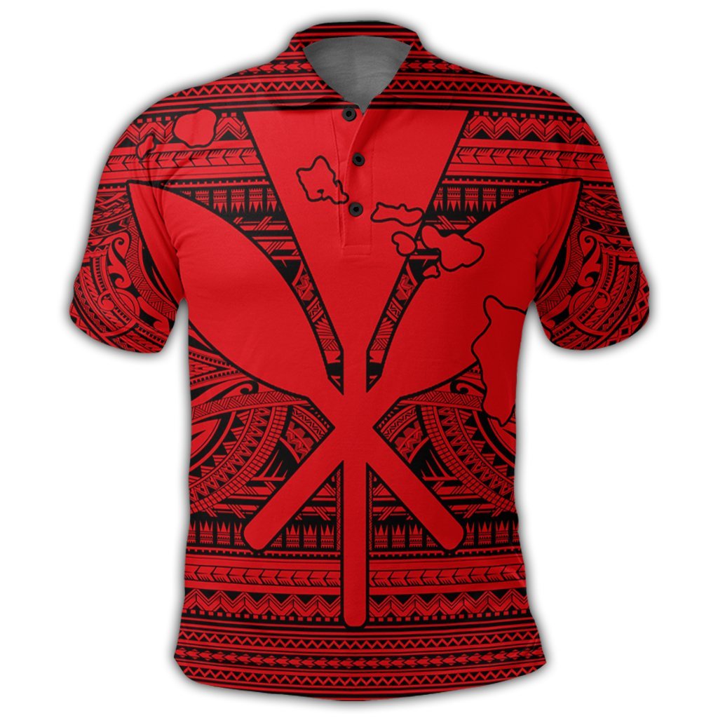 Hawaiian Kanaka Polynesian Tribal Polo Shirt Reggae Color Red - Polynesian Pride