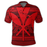 Hawaiian Kanaka Polynesian Tribal Polo Shirt Reggae Color Red - Polynesian Pride