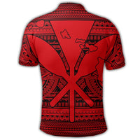 Hawaiian Kanaka Polynesian Tribal Polo Shirt Reggae Color Red - Polynesian Pride