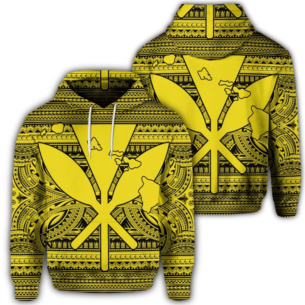 Hawaiian Kanaka Polynesian Hoodie Tribal Reggae Color Yellow Unisex Art - Polynesian Pride