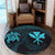 Hawaiian Kanaka Turtle Polynesian Round Carpet Blue AH - Polynesian Pride