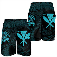 Hawaiian Kanaka Turtle Polynesian Men's Shorts Blue AH - Polynesian Pride