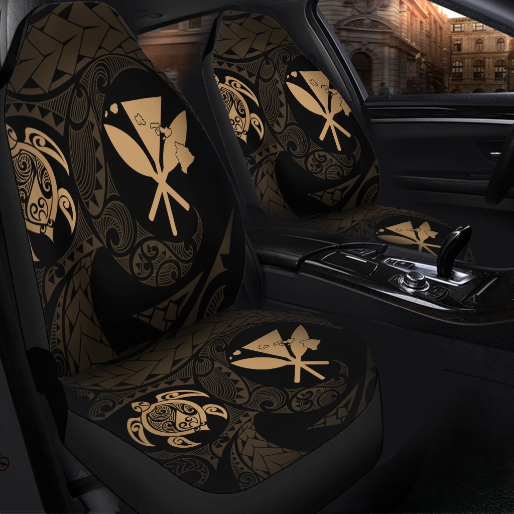 Hawaiian Kanaka Turtle Polynesian Car Seat Covers Gold AH - Polynesian Pride