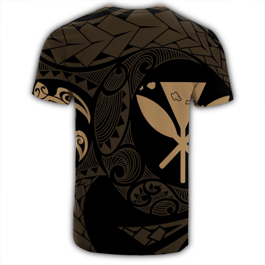 Hawaiian Kanaka Turtle Polynesian T Shirt Gold - Polynesian Pride