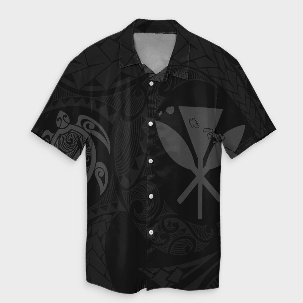 Hawaiian Kanaka Turtle Polynesian Hawaiian Shirt Gray AH Unisex Black - Polynesian Pride