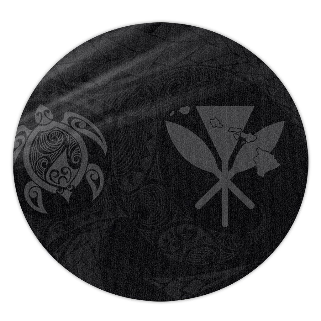 Hawaiian Kanaka Turtle Polynesian Round Carpet Gray AH Round Carpet Luxurious Plush - Polynesian Pride