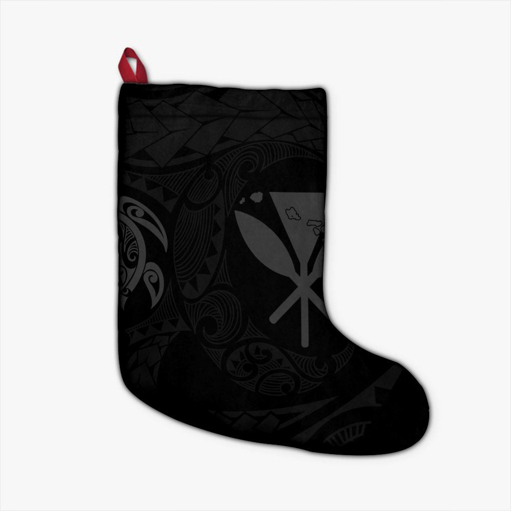 Hawaiian Kanaka Turtle Polynesian Christmas Stocking Gray AH Christmas Stocking 26 X 42 cm Black - Polynesian Pride