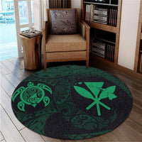 Hawaiian Kanaka Turtle Polynesian Round Carpet Green AH - Polynesian Pride