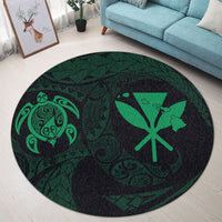 Hawaiian Kanaka Turtle Polynesian Round Carpet Green AH - Polynesian Pride