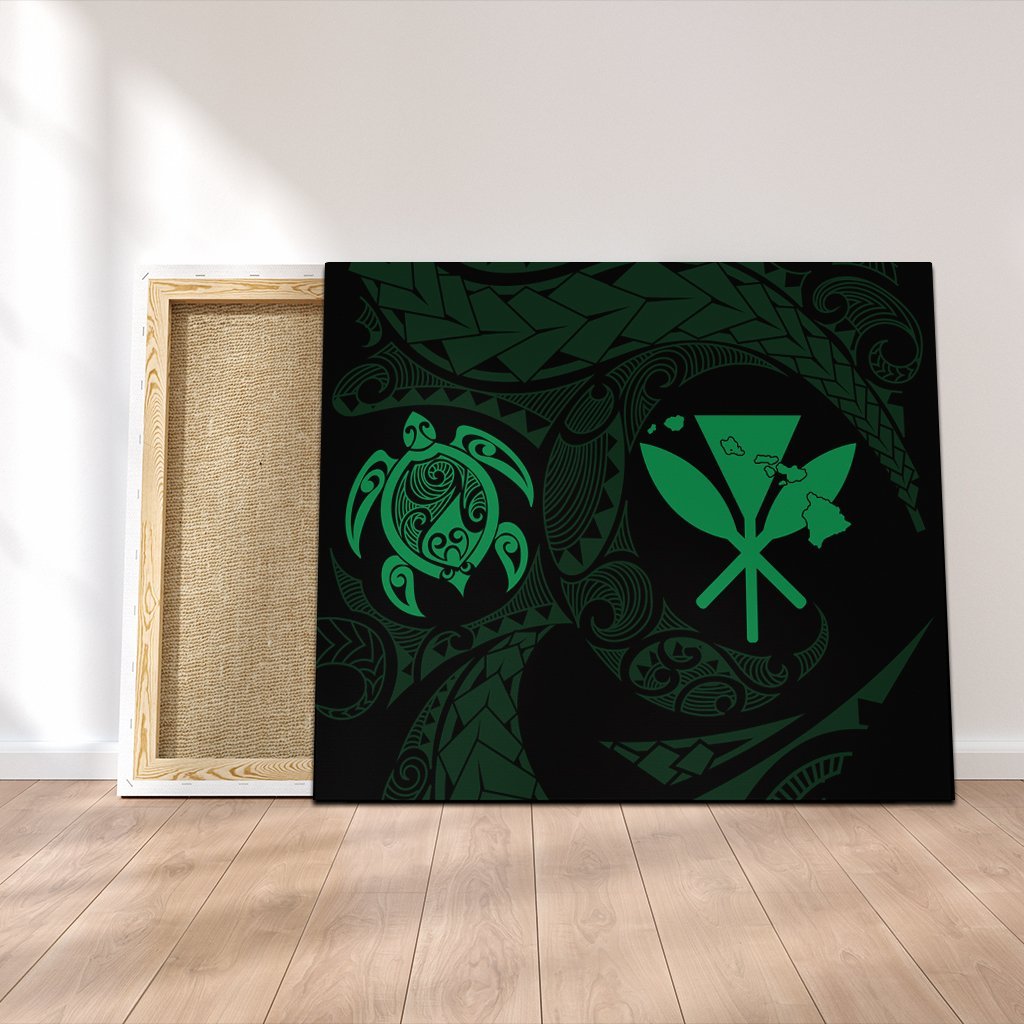 Hawaiian Kanaka Turtle Polynesian Canvas Green AH Canvas Poly-cotton - Polynesian Pride