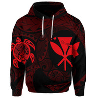 Custom Hawaiian Kanaka Turtle Polynesian Hoodie Red - Polynesian Pride