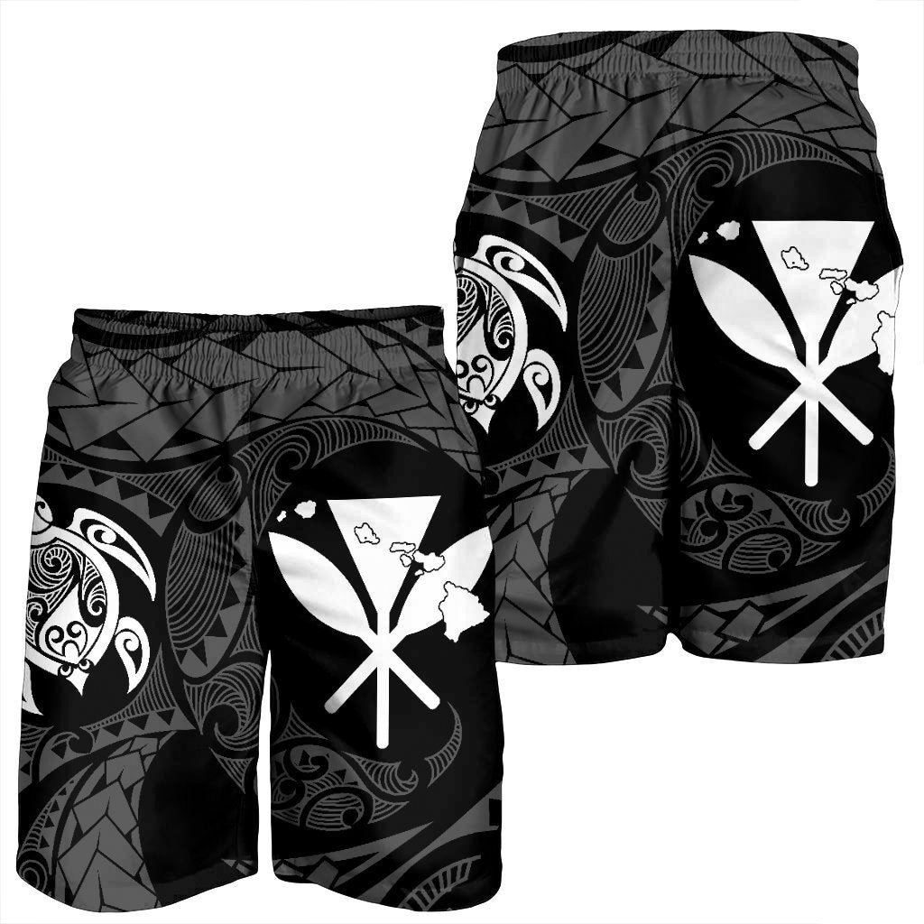 Hawaiian Kanaka Turtle Polynesian Men's Shorts White AH - Polynesian Pride