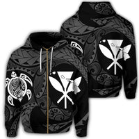 Hawaiian Kanaka Turtle Polynesian Zip Hoodie White Unisex Art - Polynesian Pride