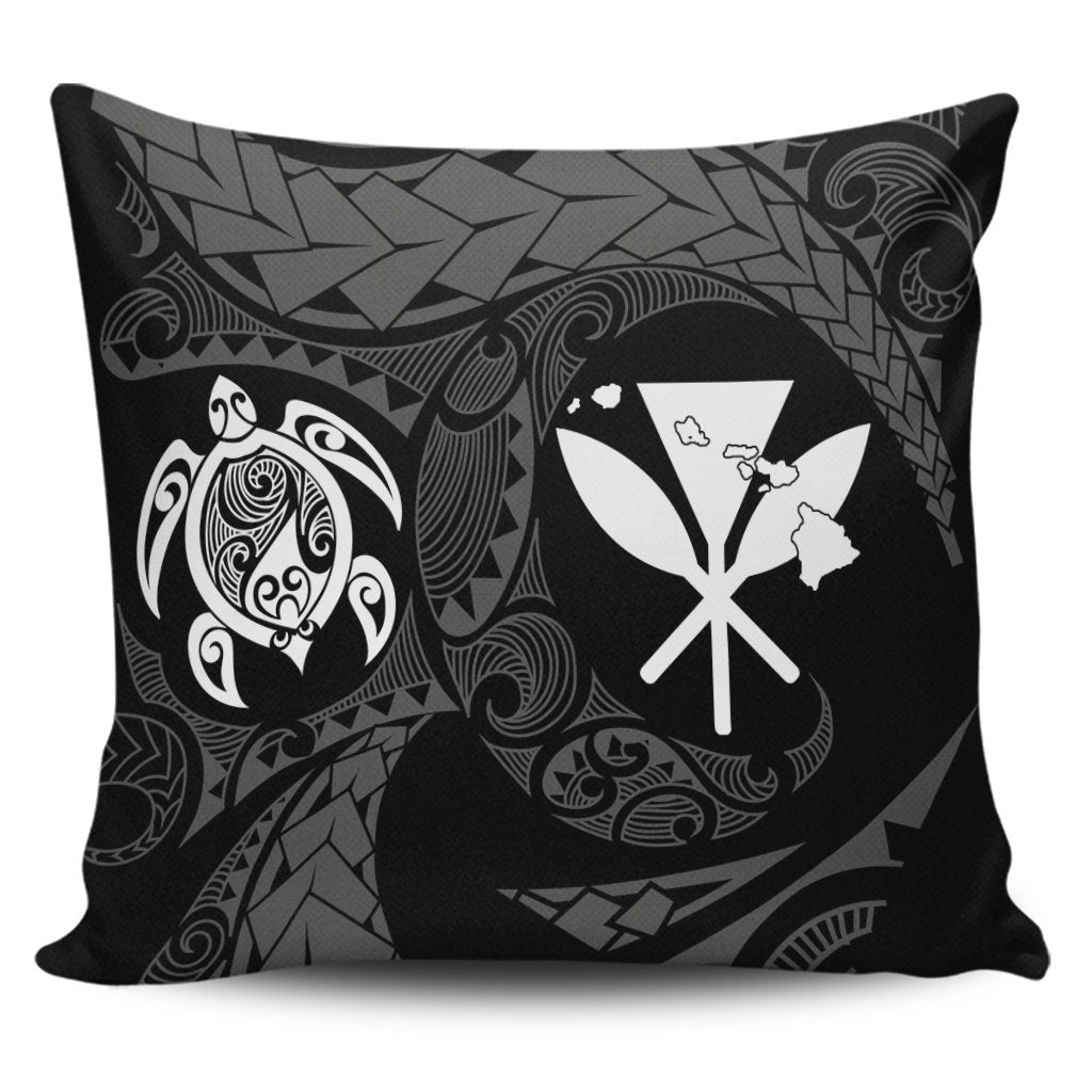 Hawaiian Kanaka Turtle Polynesian Pillow Covers White AH Pillow Covers Black - Polynesian Pride