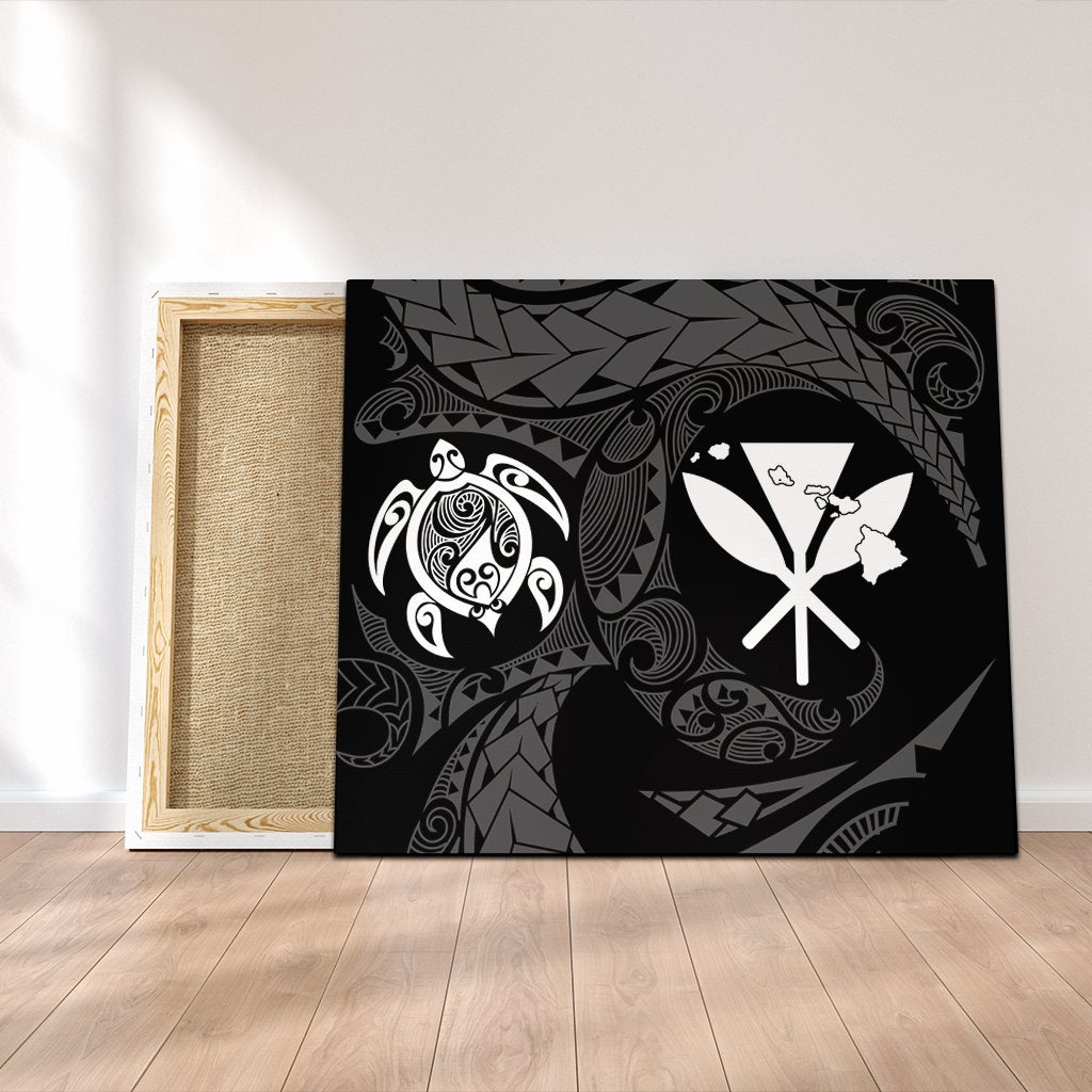 Hawaiian Kanaka Turtle Polynesian Canvas White AH Canvas Poly-cotton - Polynesian Pride