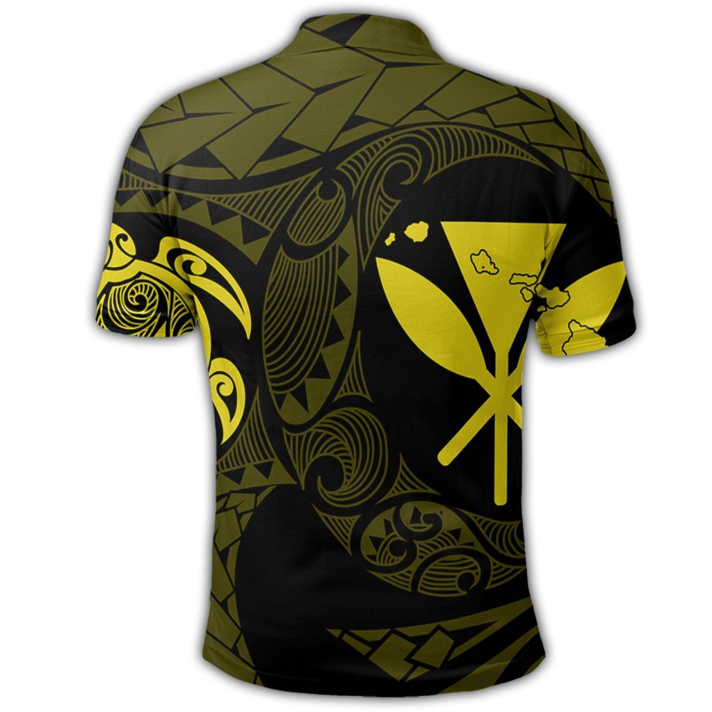 Hawaiian Kanaka Turtle Polynesian Polo Shirt Yellow - Polynesian Pride