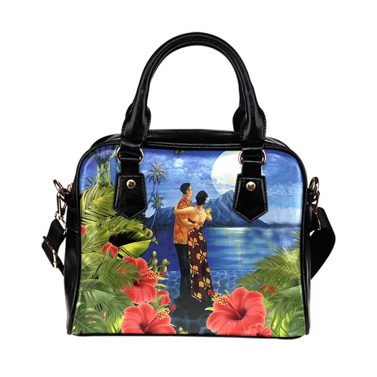 Hawaiian Lover - Couple Dancing Shoulder Handbag - AH One Size Blue - Polynesian Pride