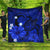 Hawaiian Map Big Turtle Hibiscus Plumeria Tribal Polynesian Premium Quilts - Blue - AH Black - Polynesian Pride