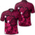 Hawaiian Map Big Turtle Hibiscus Plumeria Tribal Polynesian Polo Shirt Pink Unisex Black - Polynesian Pride