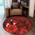 Hawaiian Map Big Turtle Hibiscus Plumeria Tribal Polynesian Round Carpet - Red - AH - Polynesian Pride