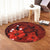 Hawaiian Map Big Turtle Hibiscus Plumeria Tribal Polynesian Round Carpet - Red - AH - Polynesian Pride
