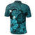 Hawaiian Map Big Turtle Hibiscus Plumeria Tribal Polynesian Polo Shirt Turquoise - Polynesian Pride