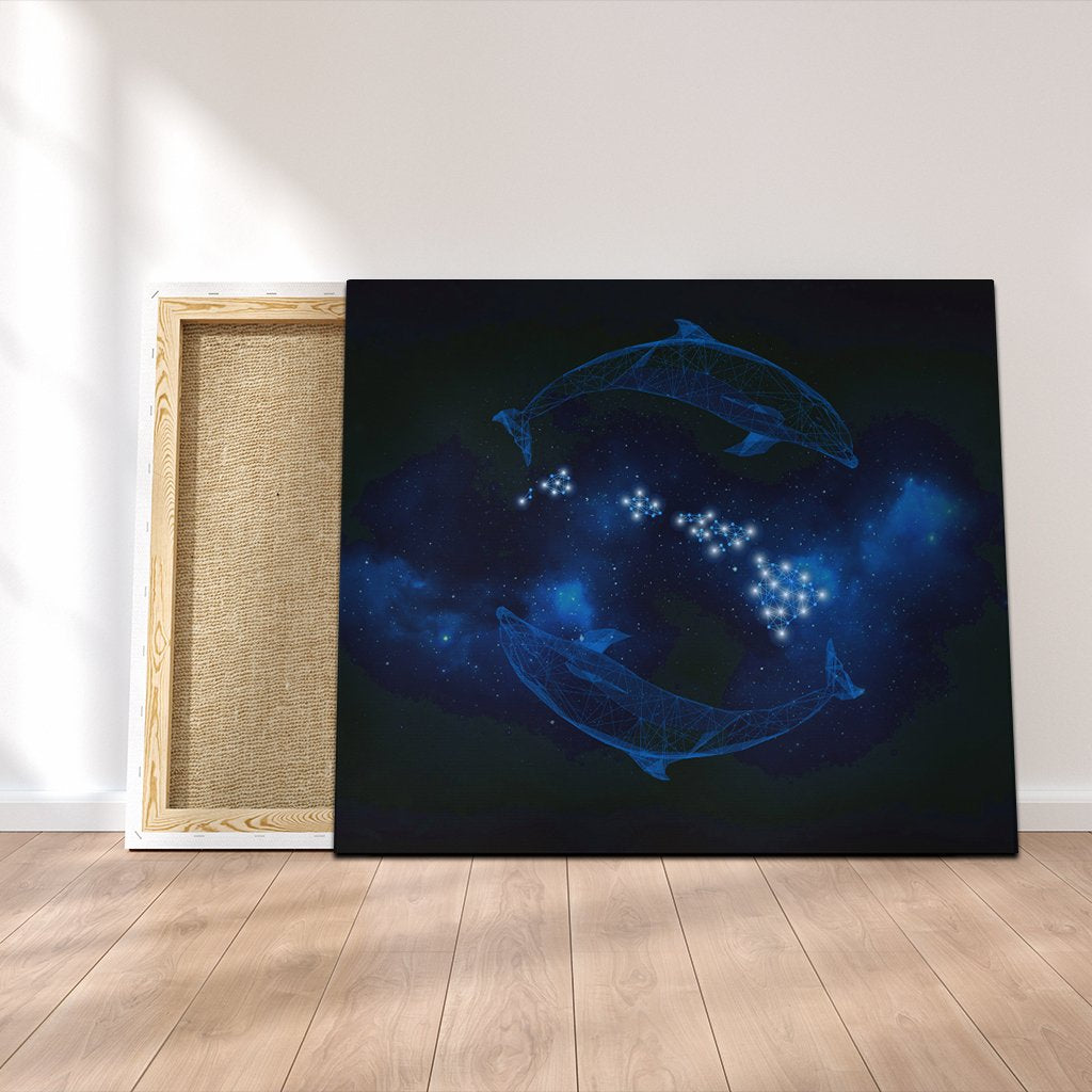 Hawaiian Map Galaxy Zodiac Dolphin Polynesian Canvas - AH Canvas Poly-cotton - Polynesian Pride