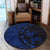 Hawaiian Map Gecko Tattoo Kakau Polynesian Round Carpet Blue AH - Polynesian Pride