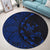 Hawaiian Map Gecko Tattoo Kakau Polynesian Round Carpet Blue AH - Polynesian Pride