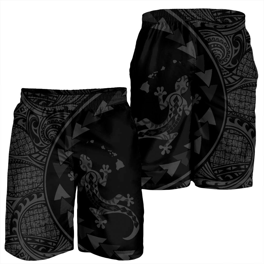 Hawaiian Map Gecko Tattoo Kakau Polynesian Men's Shorts Gray AH - Polynesian Pride