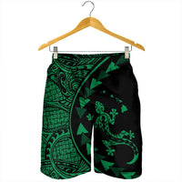 Hawaiian Map Gecko Tattoo Kakau Polynesian Men's Shorts Green AH - Polynesian Pride