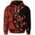 Hawaiian Map Gecko Tattoo Kakau Polynesian Zip Hoodie Orange - Polynesian Pride