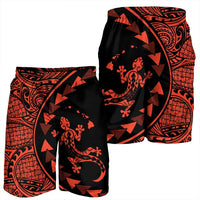 Hawaiian Map Gecko Tattoo Kakau Polynesian Men's Shorts Orange AH - Polynesian Pride