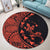 Hawaiian Map Gecko Tattoo Kakau Polynesian Round Carpet Orange AH - Polynesian Pride