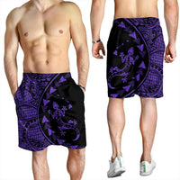 Hawaiian Map Gecko Tattoo Kakau Polynesian Men's Shorts Purple AH - Polynesian Pride