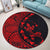 Hawaiian Map Gecko Tattoo Kakau Polynesian Round Carpet Red AH - Polynesian Pride