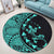 Hawaiian Map Gecko Tattoo Kakau Polynesian Round Carpet Turquoise AH - Polynesian Pride