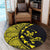 Hawaiian Map Gecko Tattoo Kakau Polynesian Round Carpet Yellow AH - Polynesian Pride