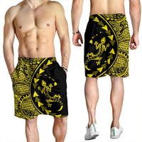 Hawaiian Map Gecko Tattoo Kakau Polynesian Men's Shorts Yellow AH - Polynesian Pride