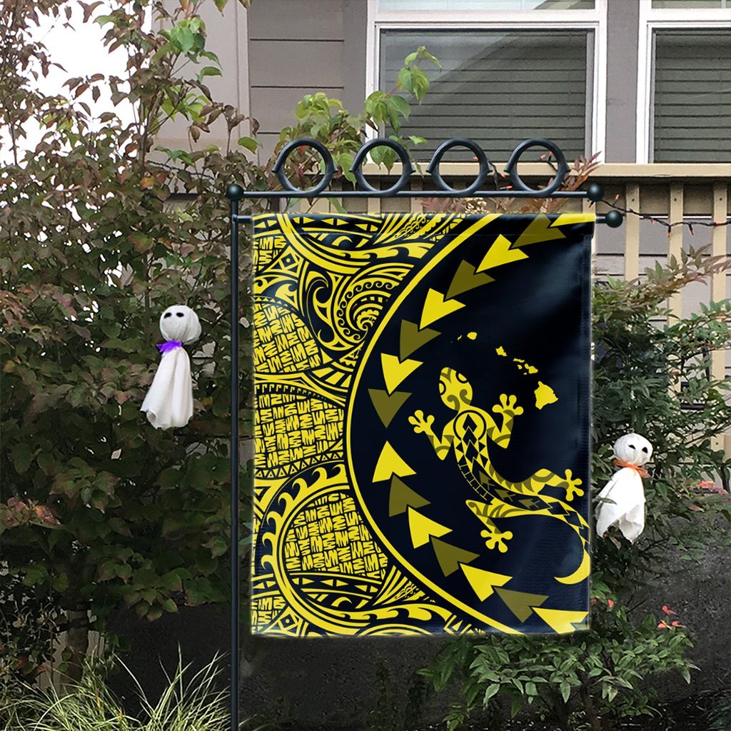 Hawaiian Map Gecko Tattoo Kakau Polynesian Flag Yellow AH - Polynesian Pride