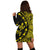 Hawaiian Map Gecko Tattoo Kakau Polynesian Hoodie Dress Yellow AH - Polynesian Pride