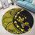 Hawaiian Map Gecko Tattoo Kakau Polynesian Round Carpet Yellow AH - Polynesian Pride