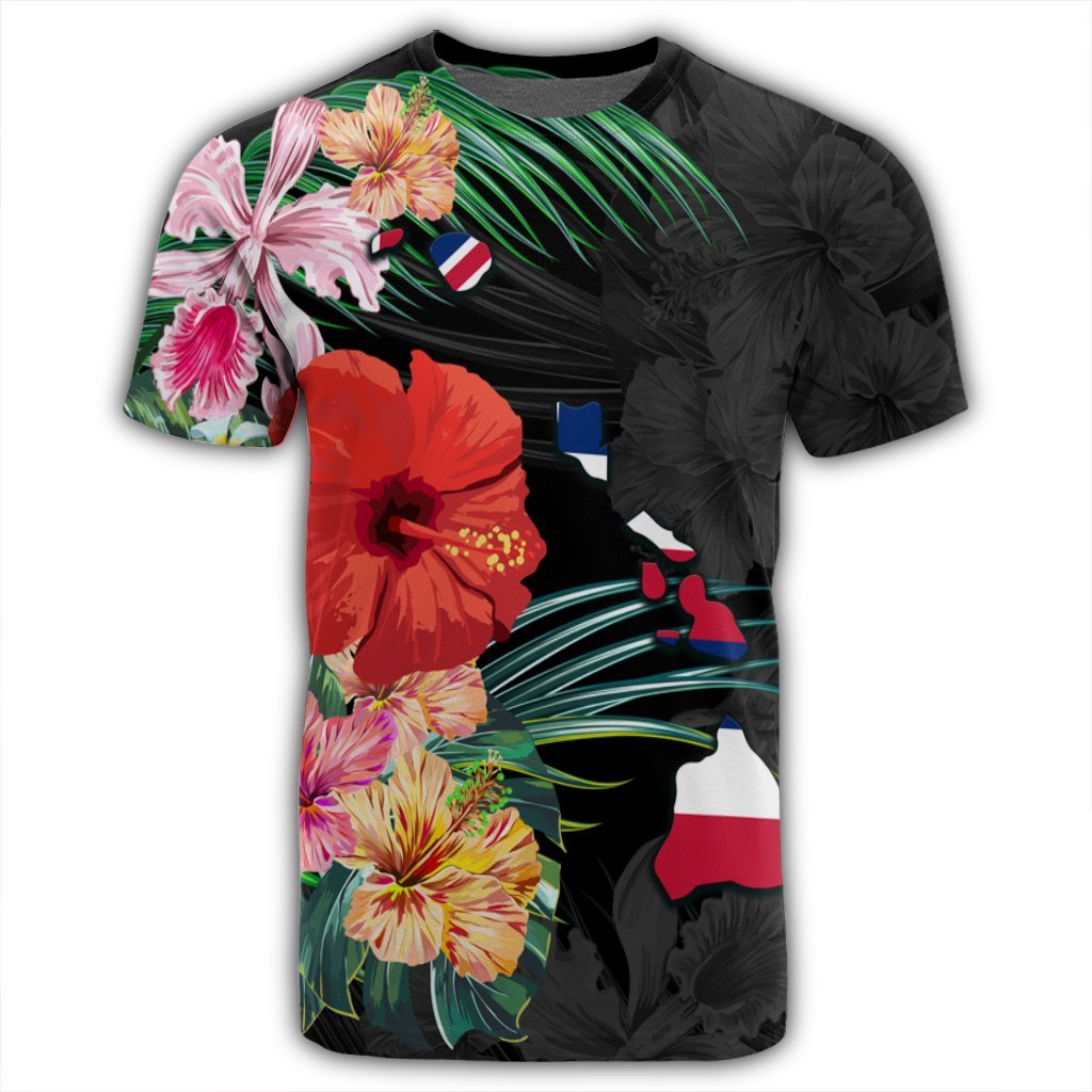 Hawaiian Map Hawaii Flag Hibiscus Polynesian T Shirt - Polynesian Pride