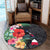 Hawaiian Map Hawaii Flag Hibiscus Polynesian Round Carpet AH - Polynesian Pride