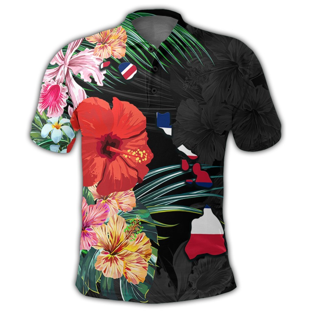 Hawaiian Map Hawaii Flag Hibiscus Polynesian Polo Shirt - Polynesian Pride