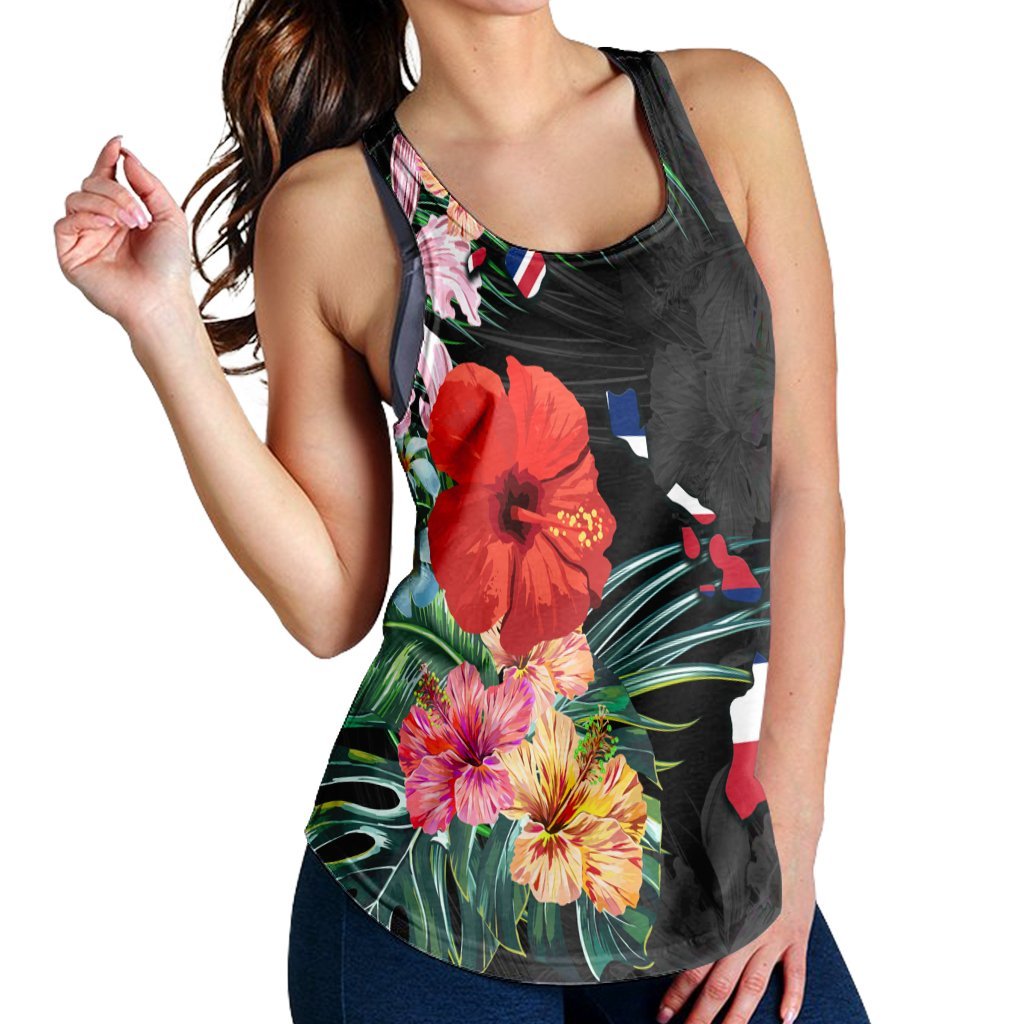 Hawaiian Map Hawaii Flag Hibiscus Polynesian Racerback Tank AH - Polynesian Pride